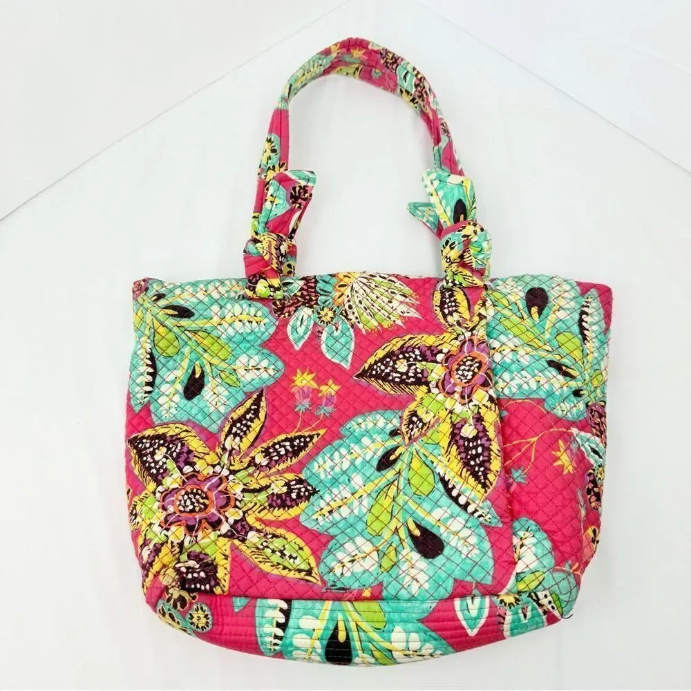 Vera Bradley Hadley Pink Rumba Print Colorful Floral Soft Quilted Shoulder Bag